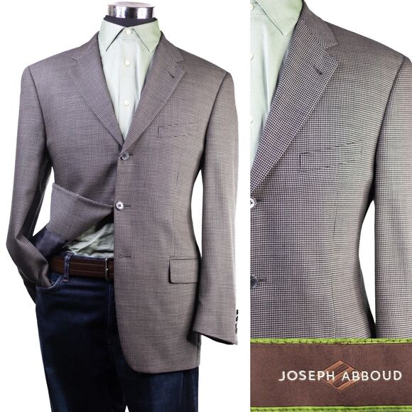 Joseph Abboud Mens Sport Coat Blazer Sport Jacket 3 Button Wool 40R Micro check - Picture 1 of 12